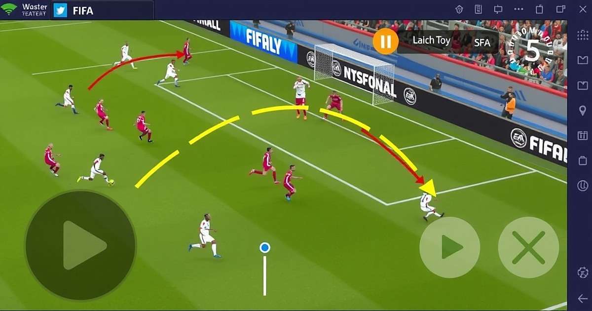 Counter-attack Strategy in FIFA Mobile FIFA Mobile gameplay showing a counter-attack in progress